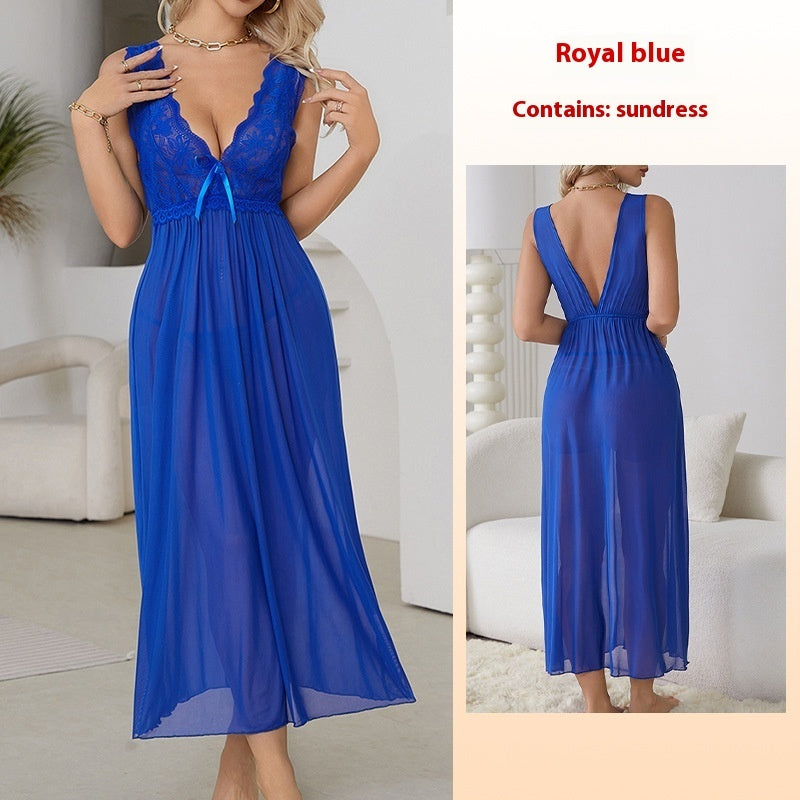 Sexy V-neck Lace Mesh Nightdress