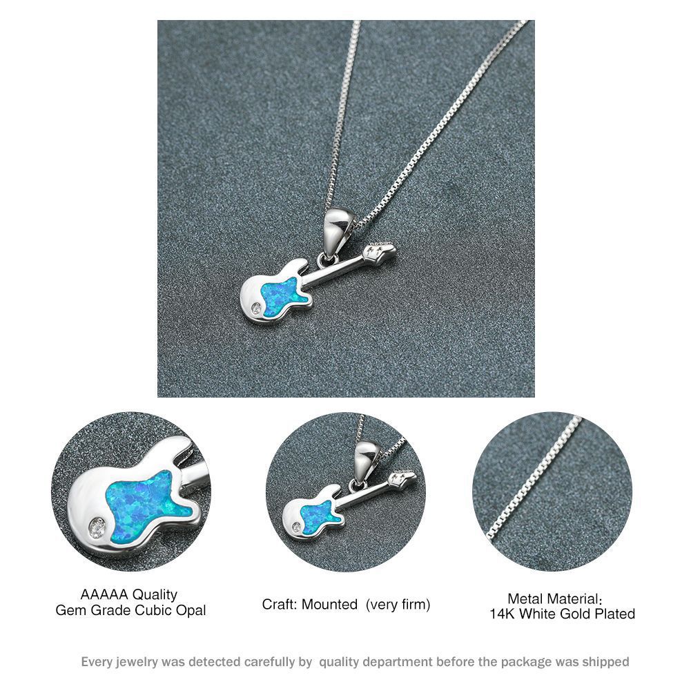 Aier Moxa New Blue Opal Guitar Necklace Unique Fashion Accessories