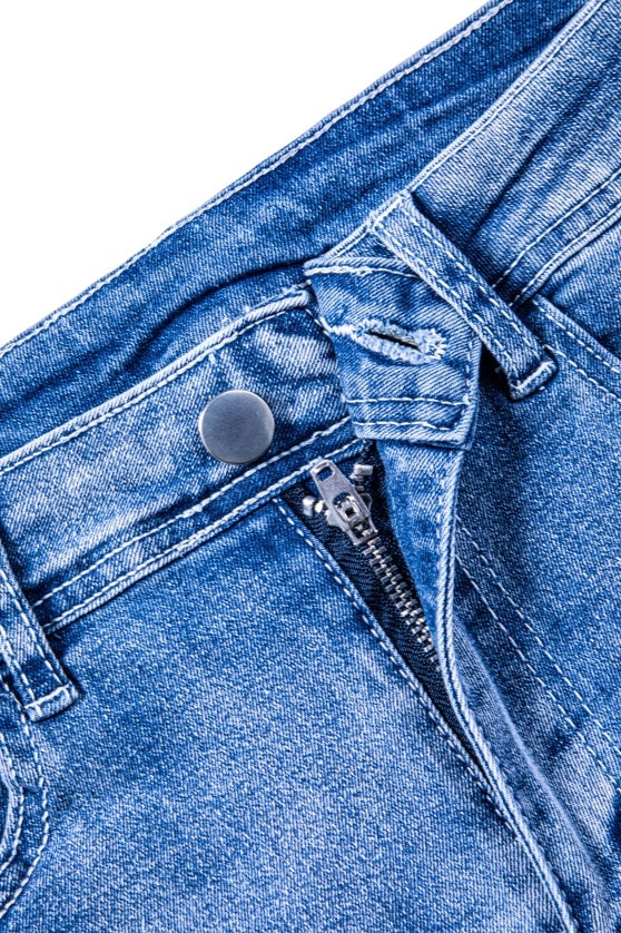 Mid-High Rise Ripped Jean Shorts Distressed Stretchy Denim Shorts