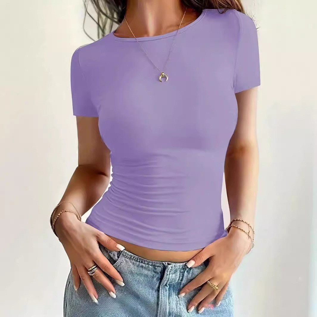 Short Slim-fit Round Neck Short-sleeved T-shirt
