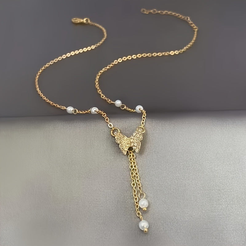 Fashion Personality Butterfly Pearl All-match Necklace