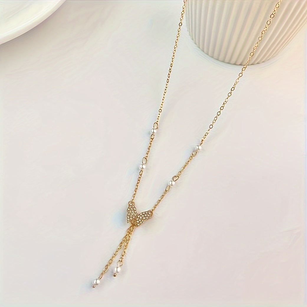 Fashion Personality Butterfly Pearl All-match Necklace