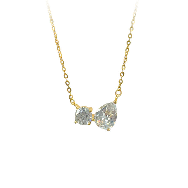 Women's S925 Sterling Silver Simple Water Drop Rhinestone Necklace