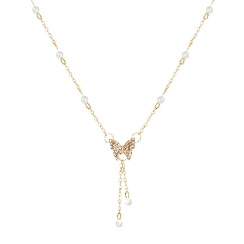 Fashion Personality Butterfly Pearl All-match Necklace