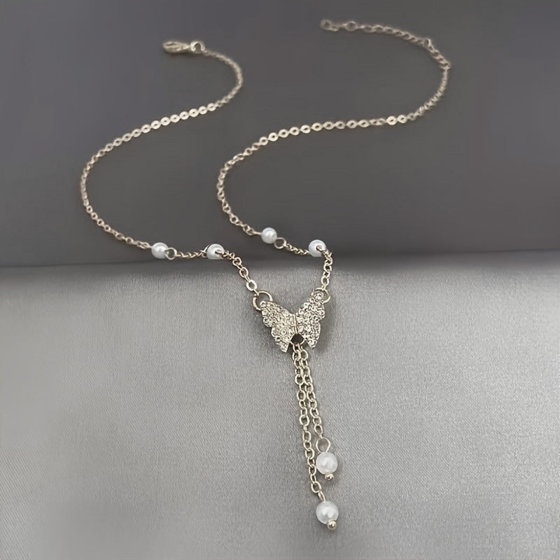 Fashion Personality Butterfly Pearl All-match Necklace