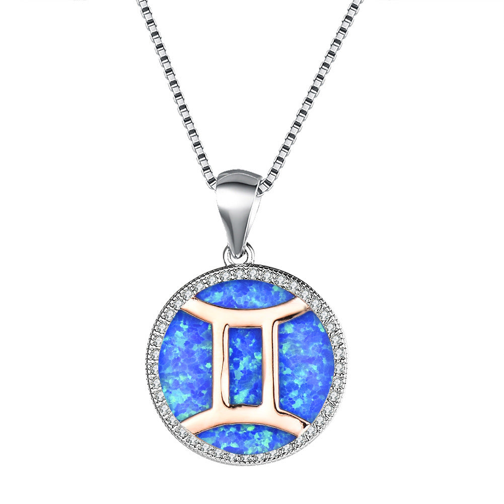Fashion Simple Opal 12 Constellation Necklace