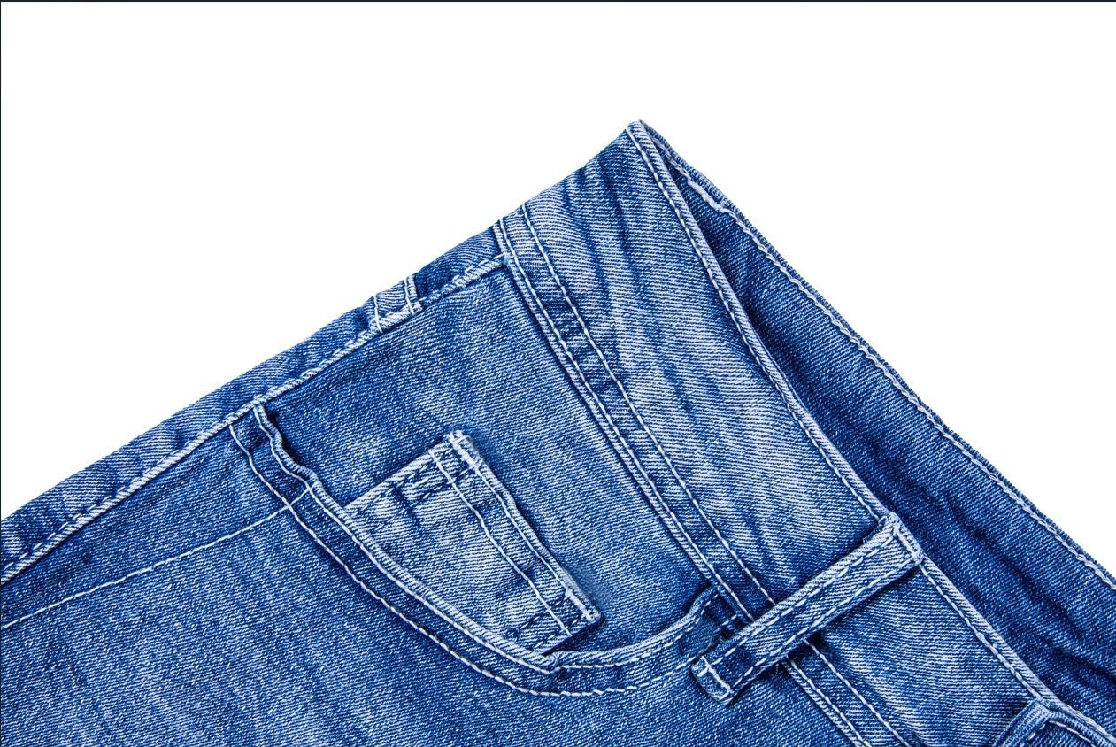 Mid-High Rise Ripped Jean Shorts Distressed Stretchy Denim Shorts