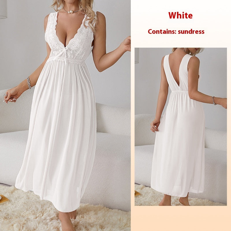 Sexy V-neck Lace Mesh Nightdress