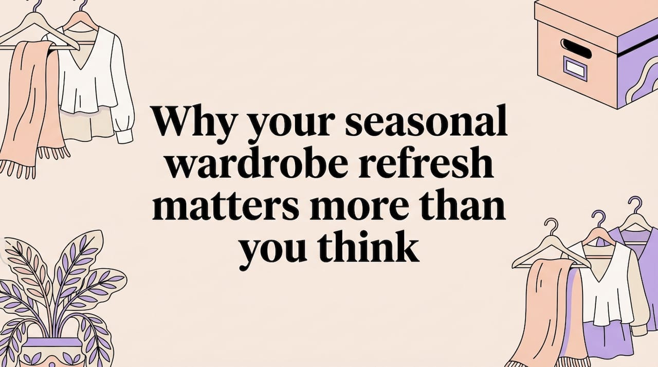 Decorative wardrobe refresh title card illustration