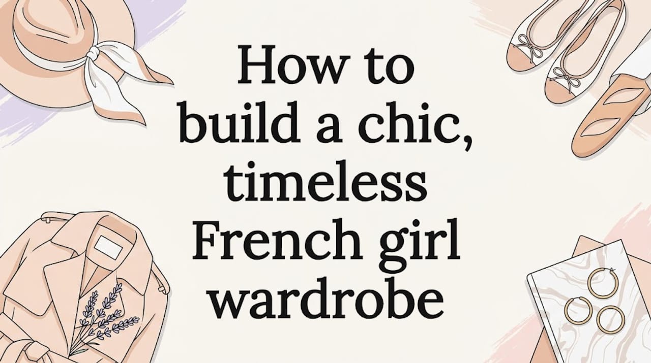 Flat vector chic French wardrobe title card illustration