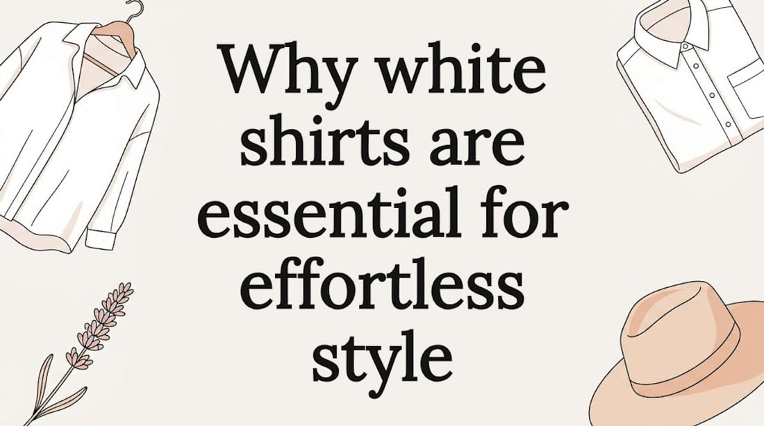Decorative title card with white shirts and boho accents