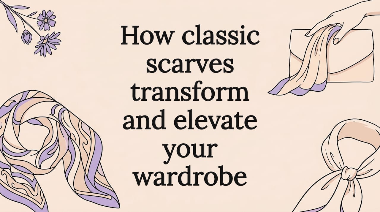 Illustrated scarf and accessories framing title card