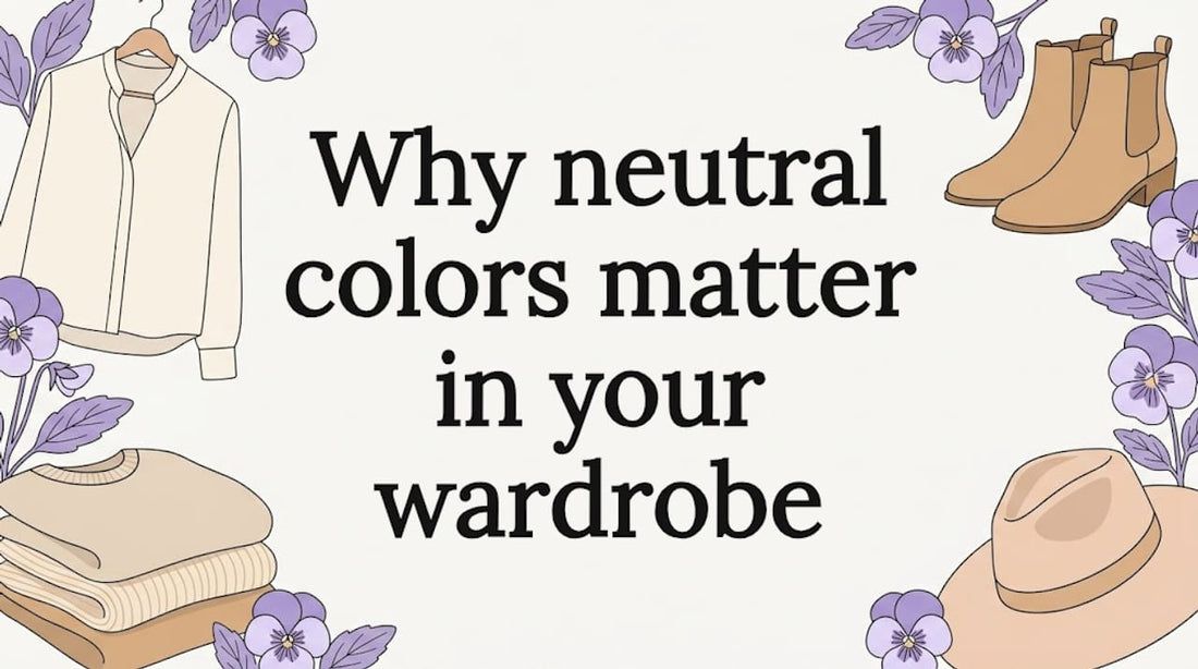 Decorative wardrobe title card with neutral fashion items