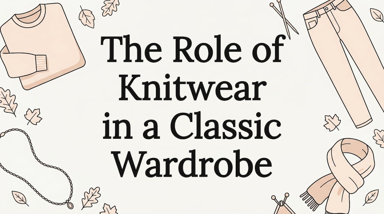 Decorative knitwear themed title card illustration