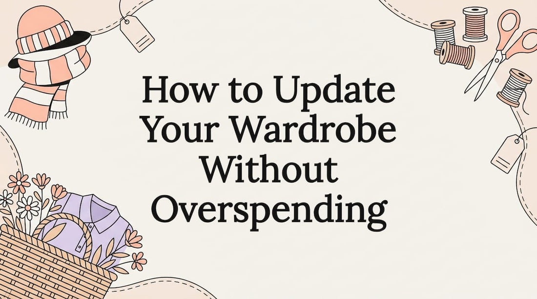 Decorative wardrobe update title card illustration