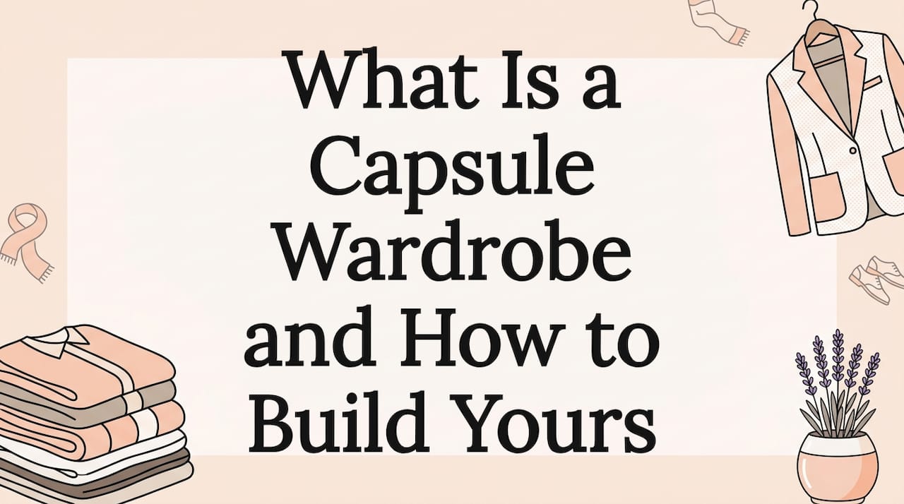 Capsule wardrobe editorial title card illustration