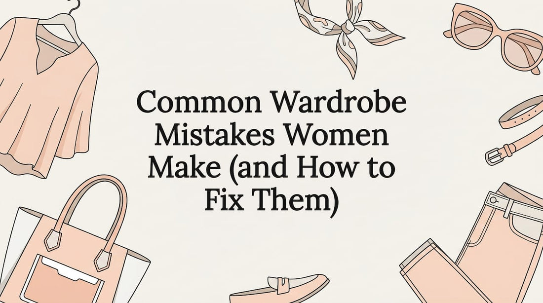 Decorative wardrobe blog title card illustration