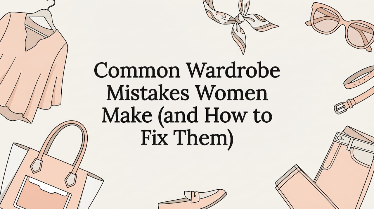 Decorative wardrobe blog title card illustration