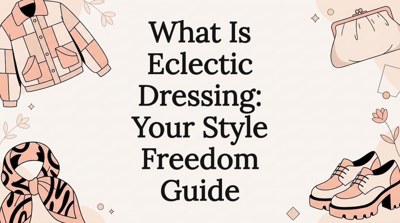 Decorative title card illustration with eclectic fashion objects