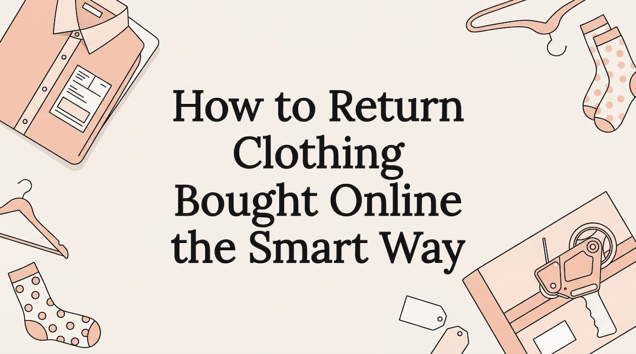 Flat vector clothes and parcel frame around blog title