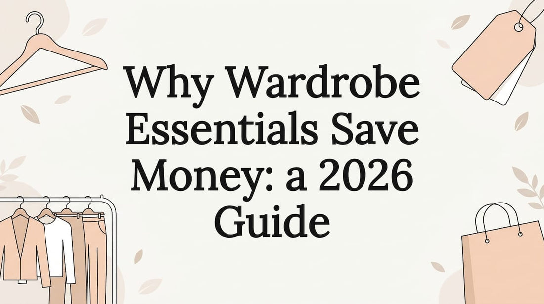Title card with wardrobe essentials illustrations