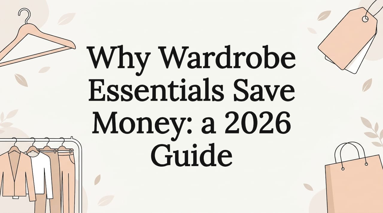 Title card with wardrobe essentials illustrations