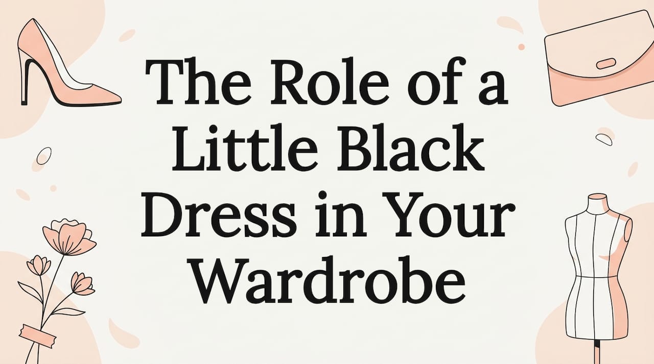 Decorative title card illustration for little black dress article
