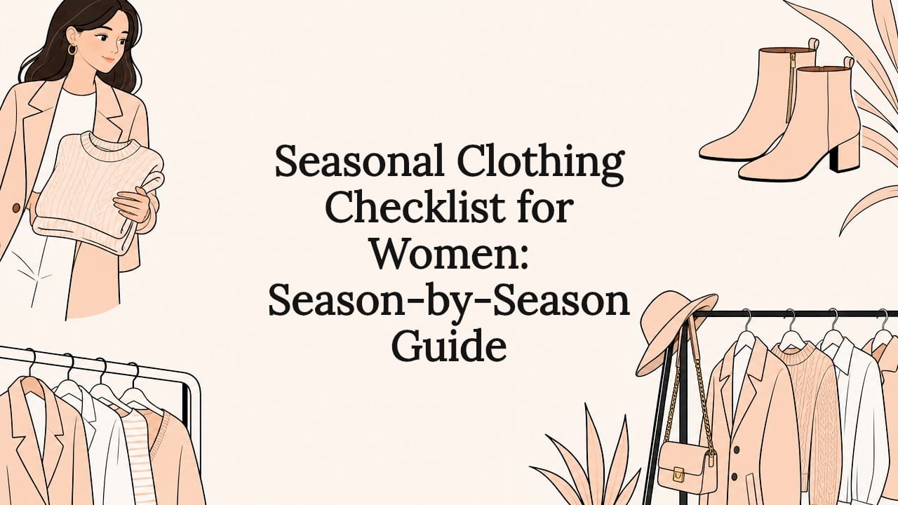 Decorative seasonal clothing checklist title card