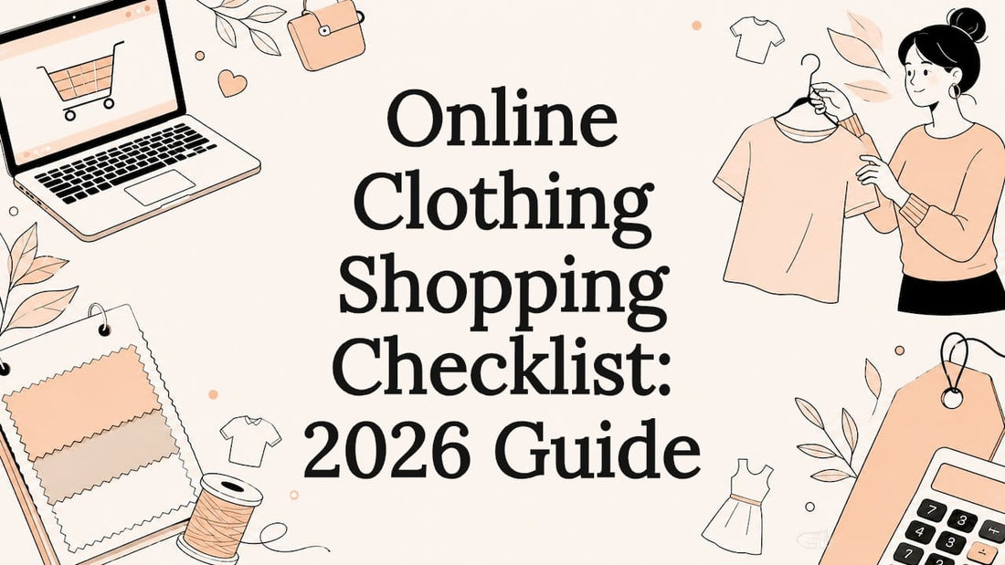 Decorative title card with shopping icons
