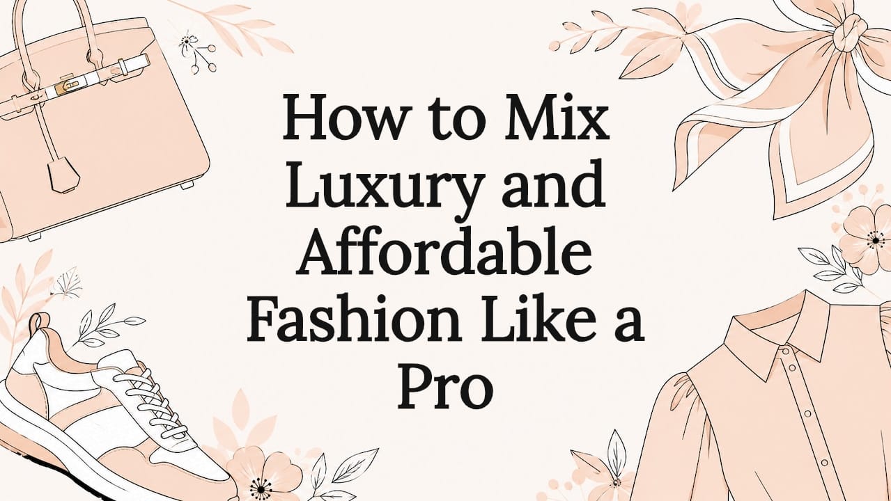 Editorial flat vector title card with fashion and floral accents