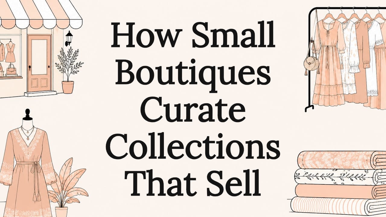 Decorative boutique title card illustration
