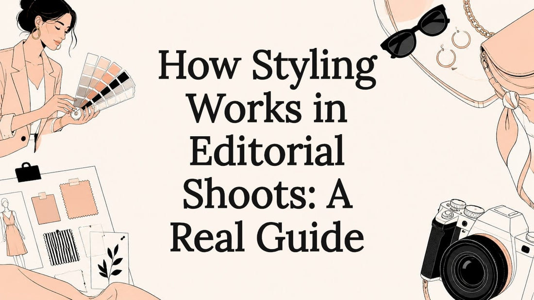 Decorative editorial styling title card illustration