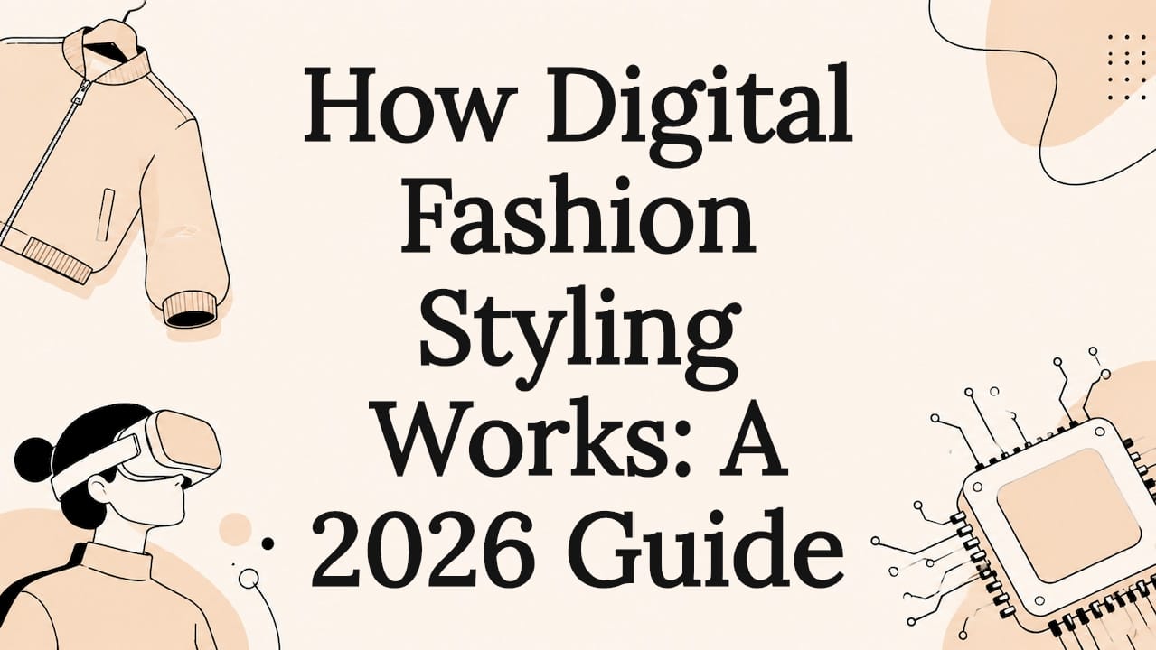 Decorative title card with digital fashion styling theme