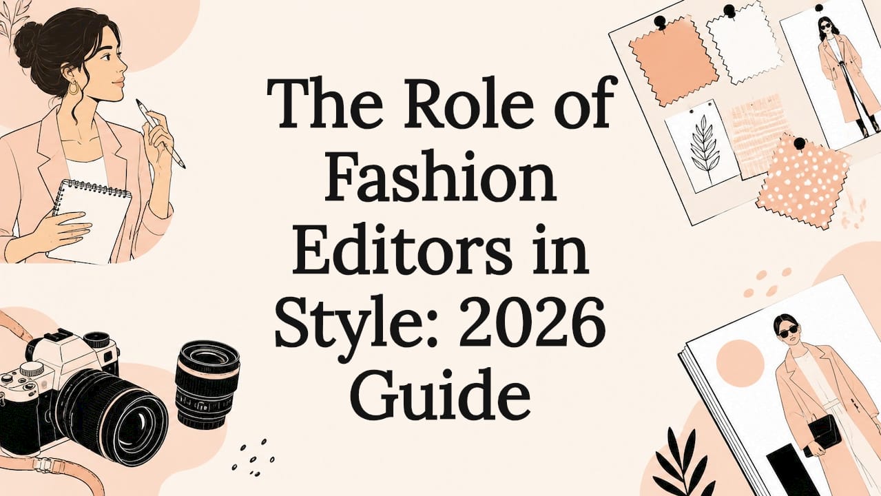 Decorative fashion editorial title card illustration