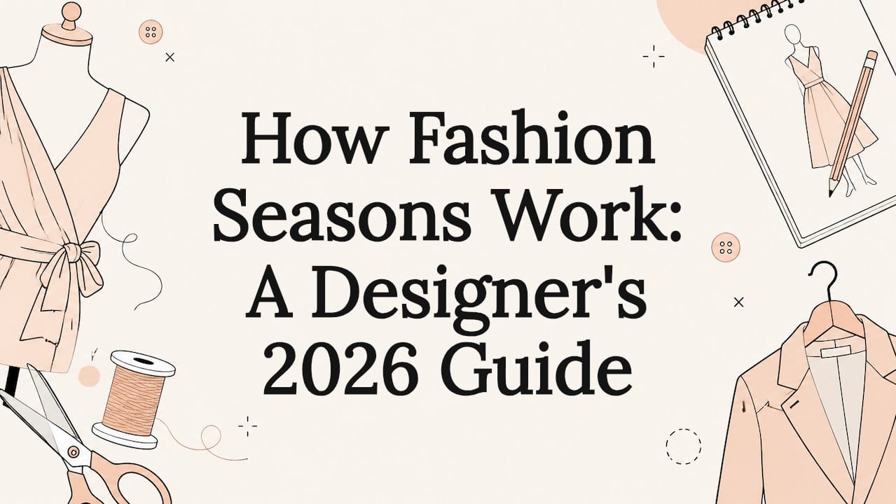 Decorative fashion seasons title card illustration