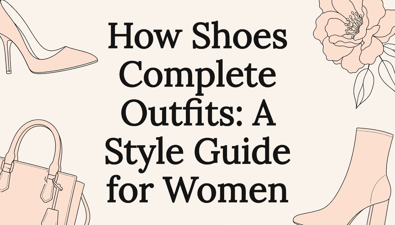 Decorative title card illustration with shoes and fashion icons
