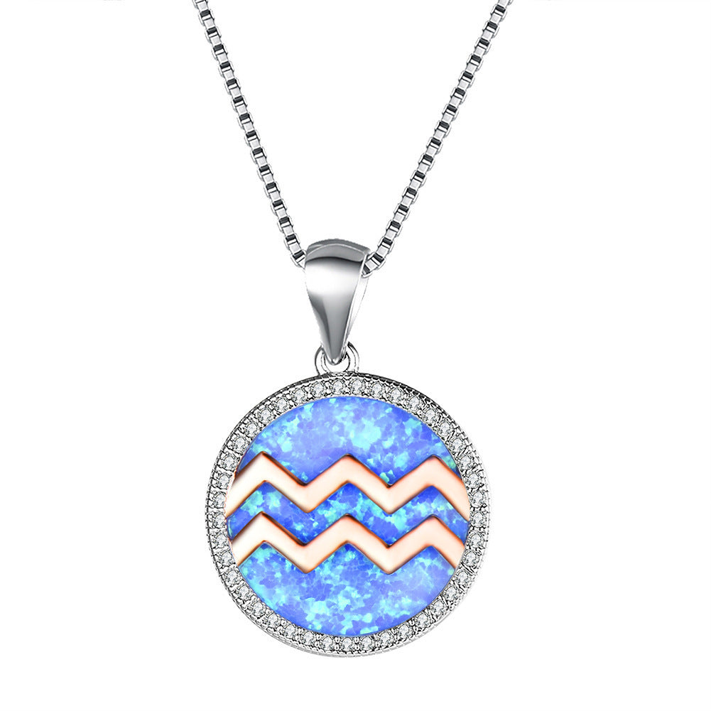 Fashion Simple Opal 12 Constellation Necklace