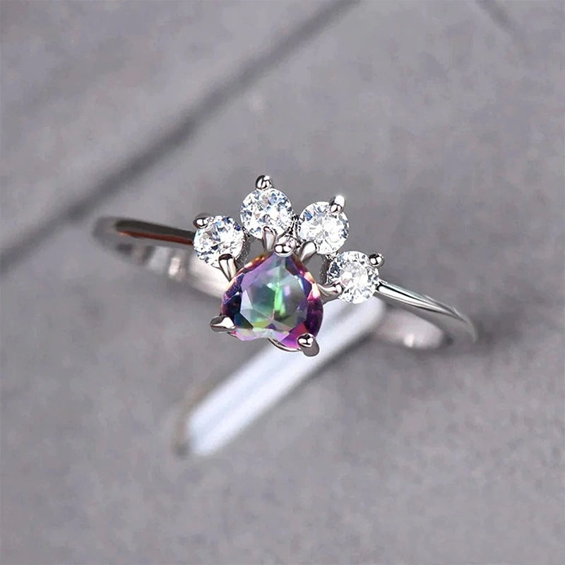 Alloy Love Cat's Paw Ring European And American Engagement Ring