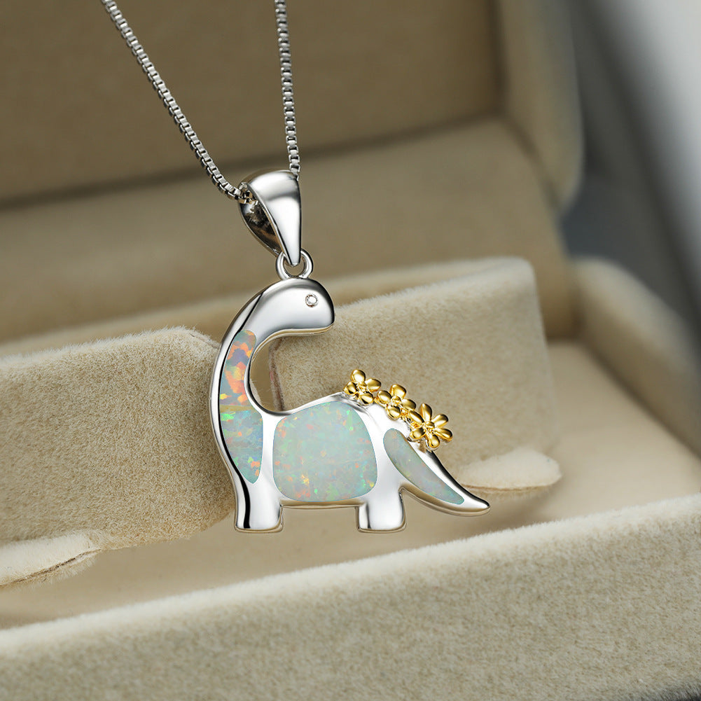Popular Accessories Artificial Opal Dinosaur Necklace