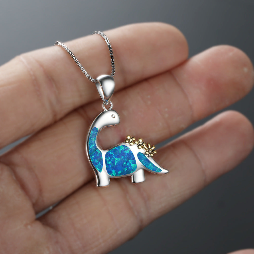 Popular Accessories Artificial Opal Dinosaur Necklace