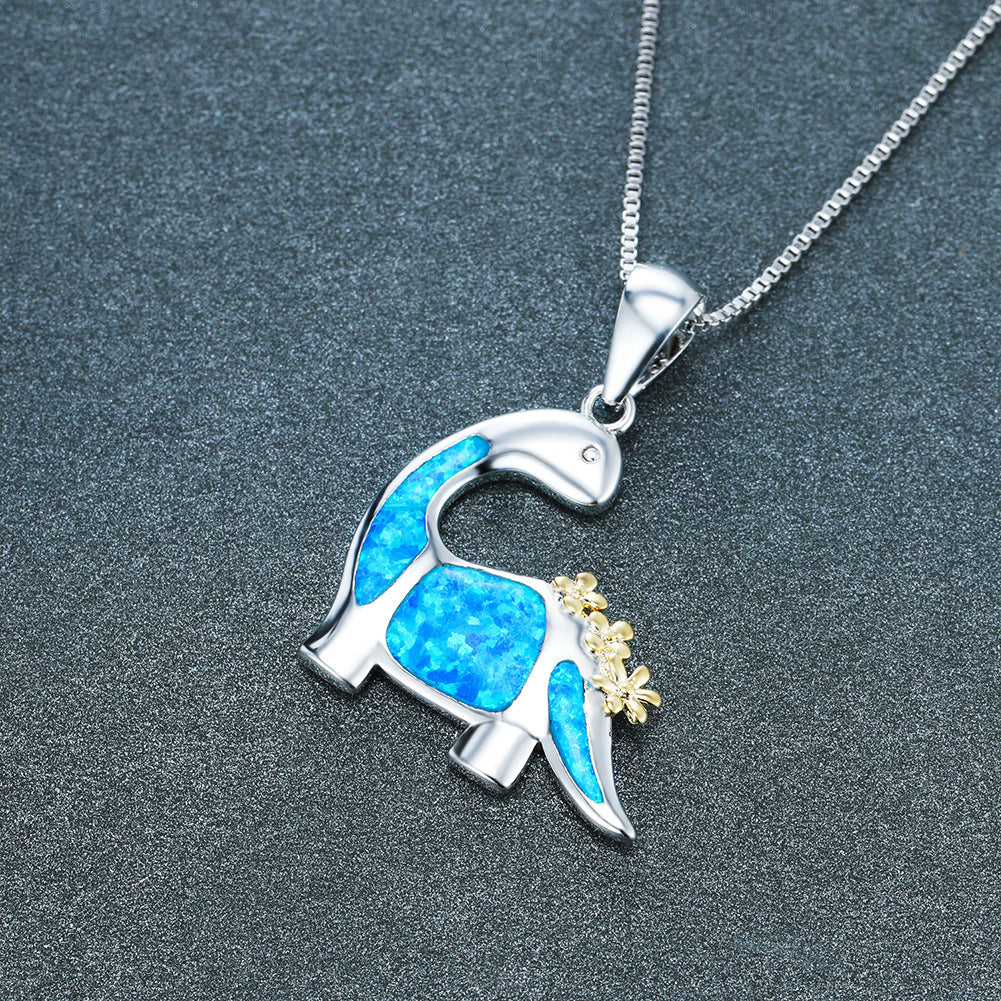 Popular Accessories Artificial Opal Dinosaur Necklace