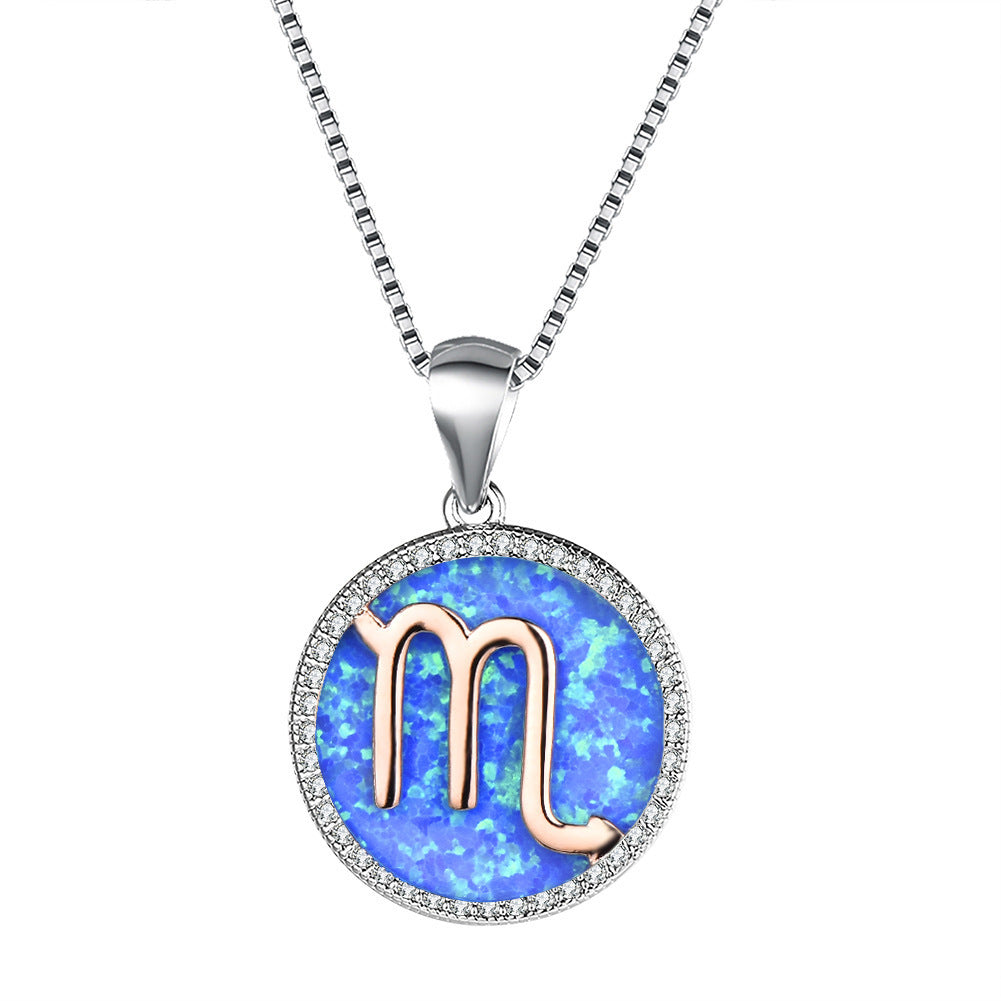 Fashion Simple Opal 12 Constellation Necklace