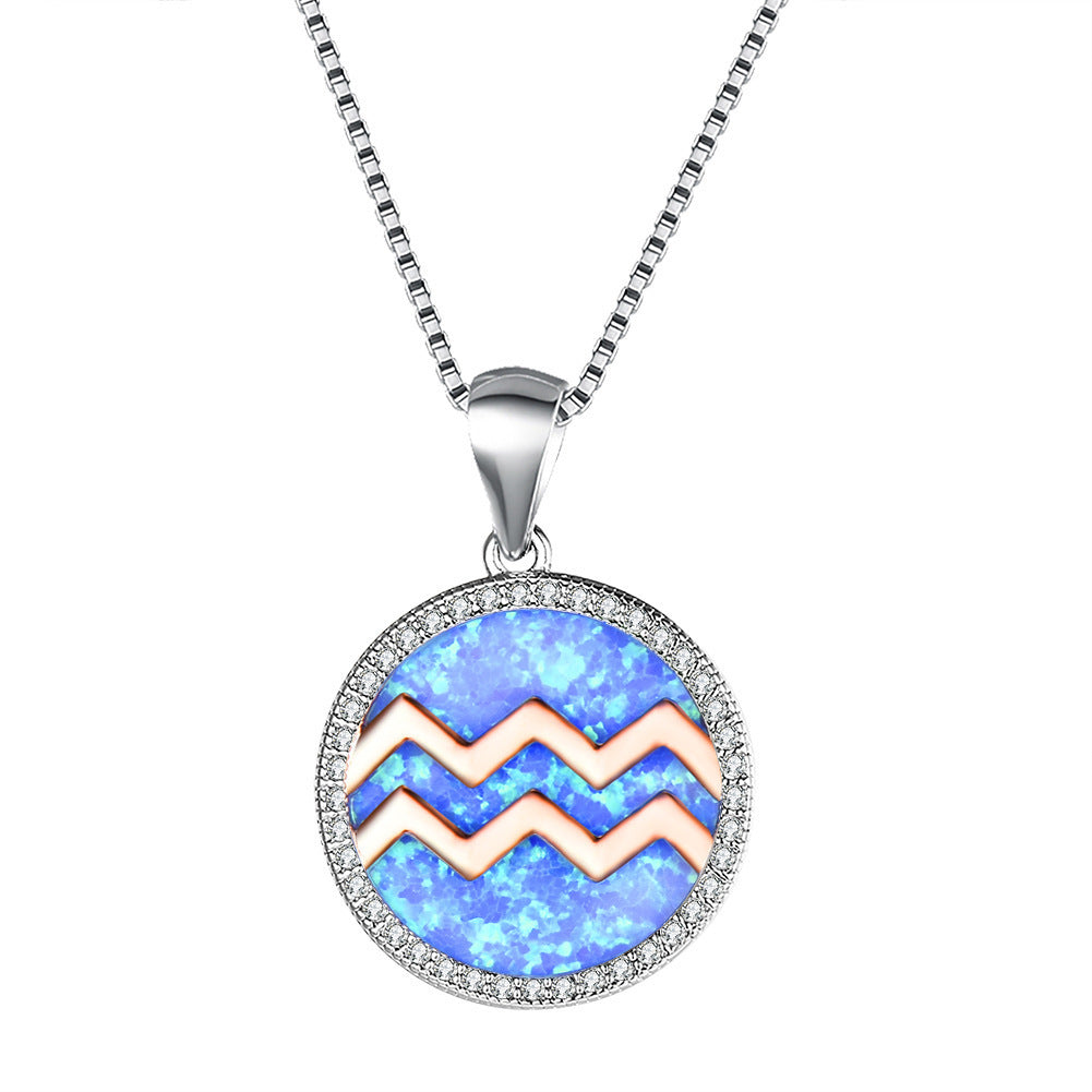 Fashion Simple Opal 12 Constellation Necklace