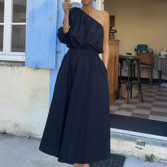 One-Shoulder Skirt Suit – Bold Elegance