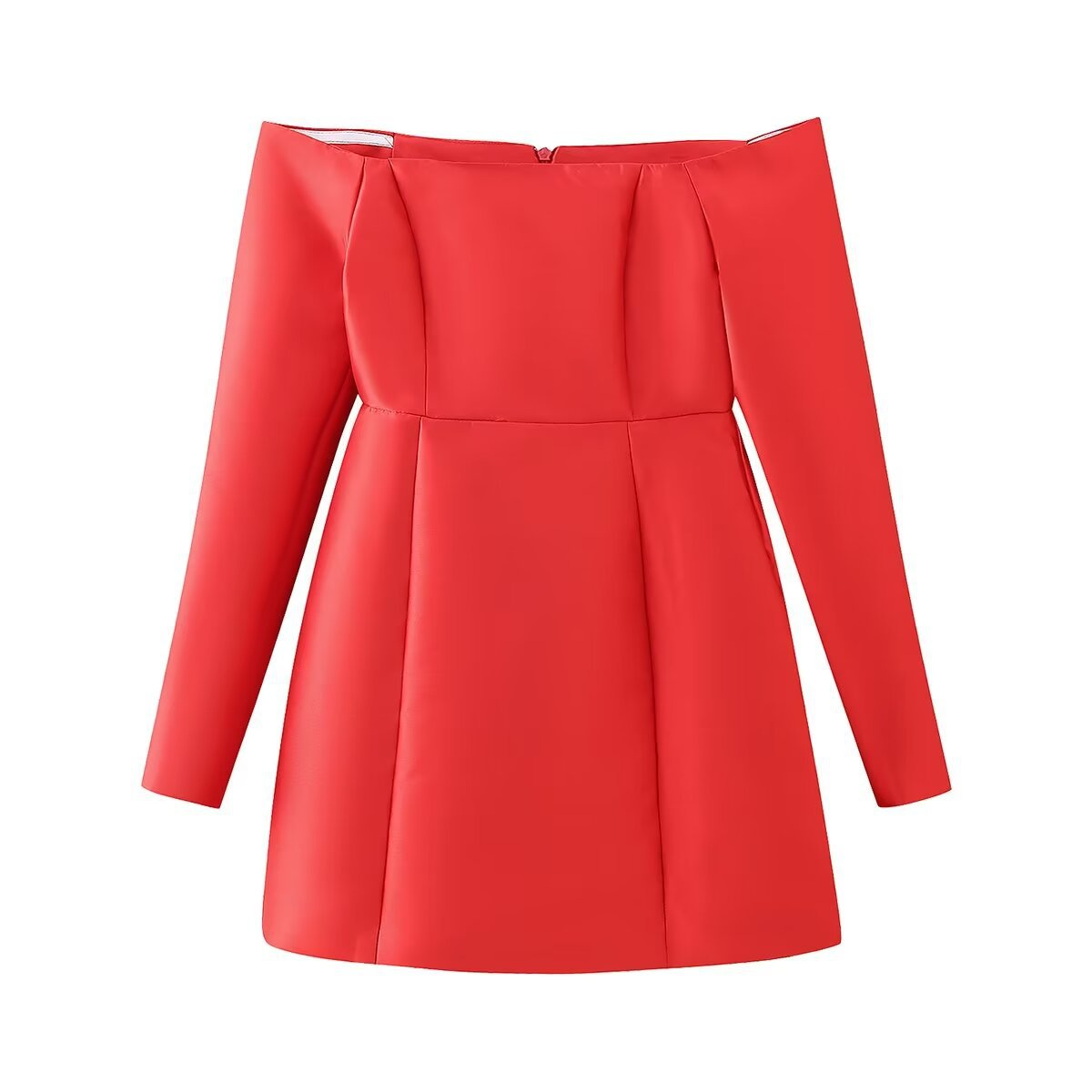 Off-Shoulder Long Sleeve Pleated Dress – Winter Soft Glam