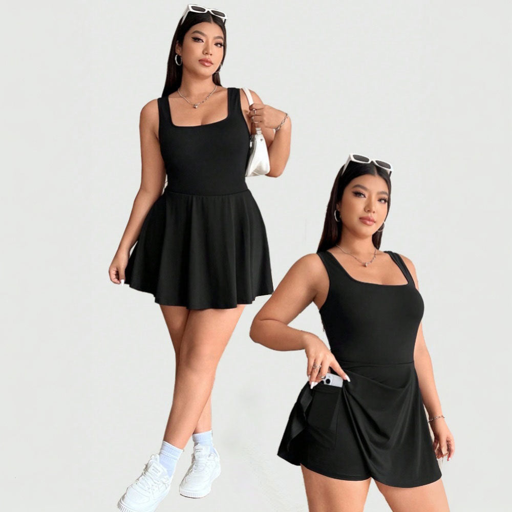 Spring And Summer Square Collar Slip Dress