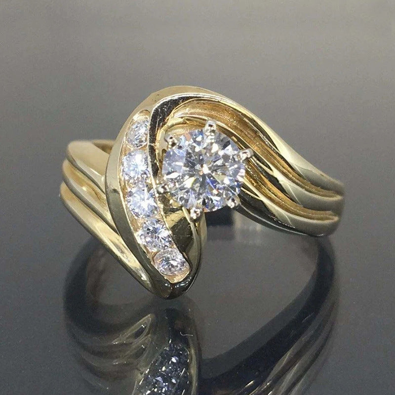 Twist Wall Group Inlaid Zircon Ring
