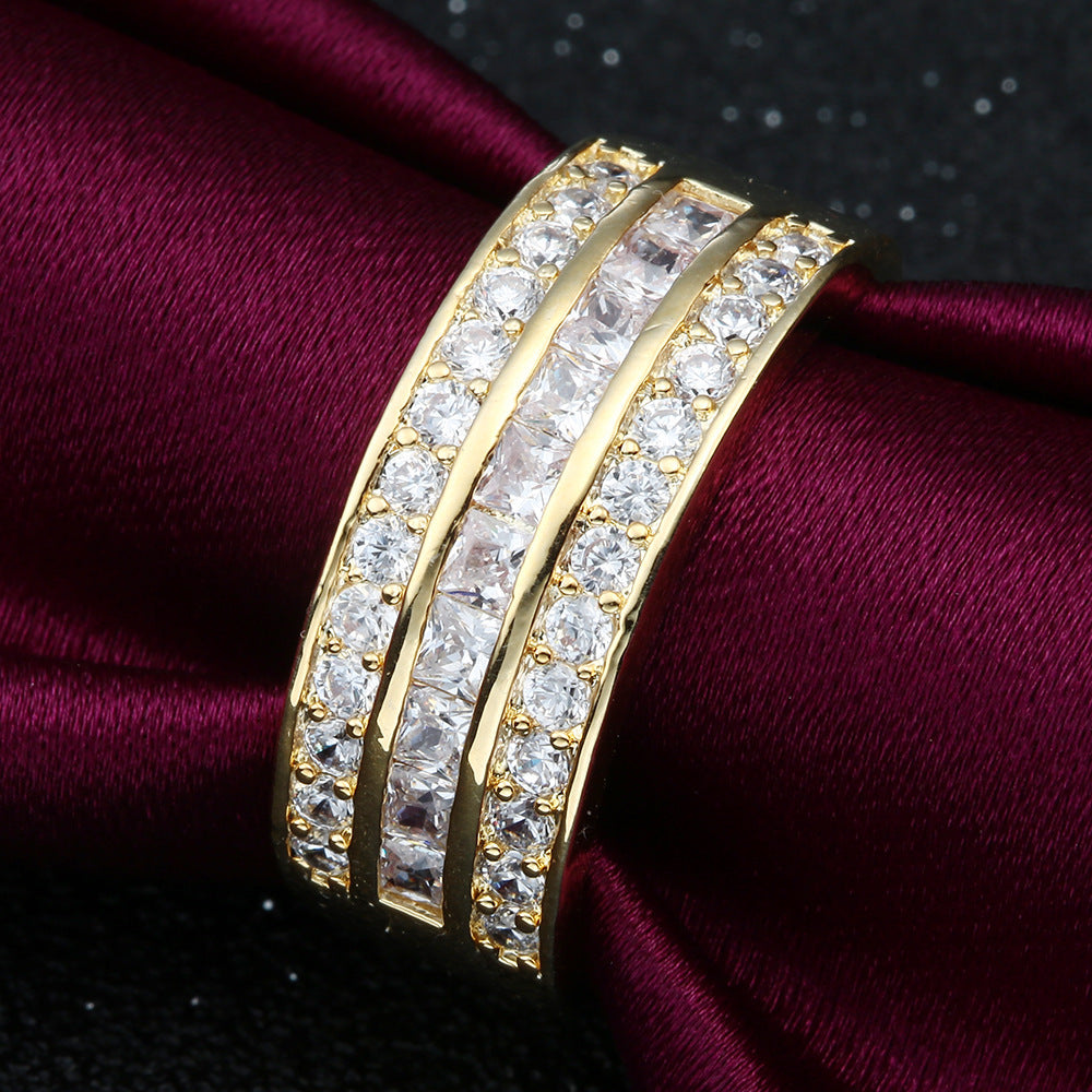 Copper Plate Inlaid Zircon Ring