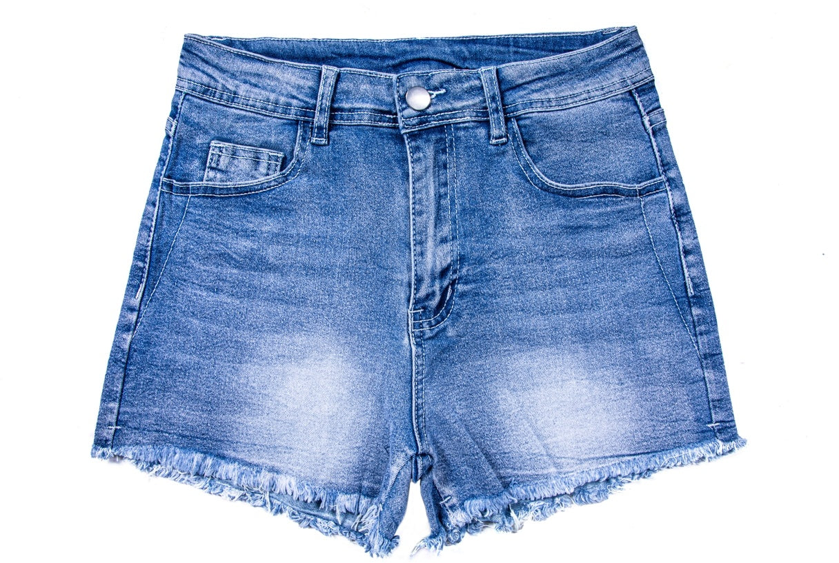 Mid-High Rise Ripped Jean Shorts Distressed Stretchy Denim Shorts