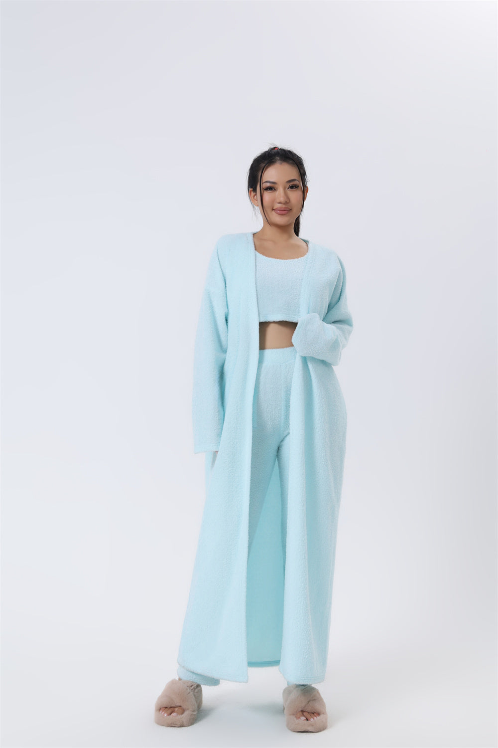 Cozy Pajama Set, 3 Piece Lounge Set, Cute Loungewear, Warm Suit Sets, Matching Set, Lounge Set, 3 Piece Pant Sets, Winter Dress